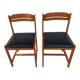 paire de chaises style scandinave, simili cuir noir