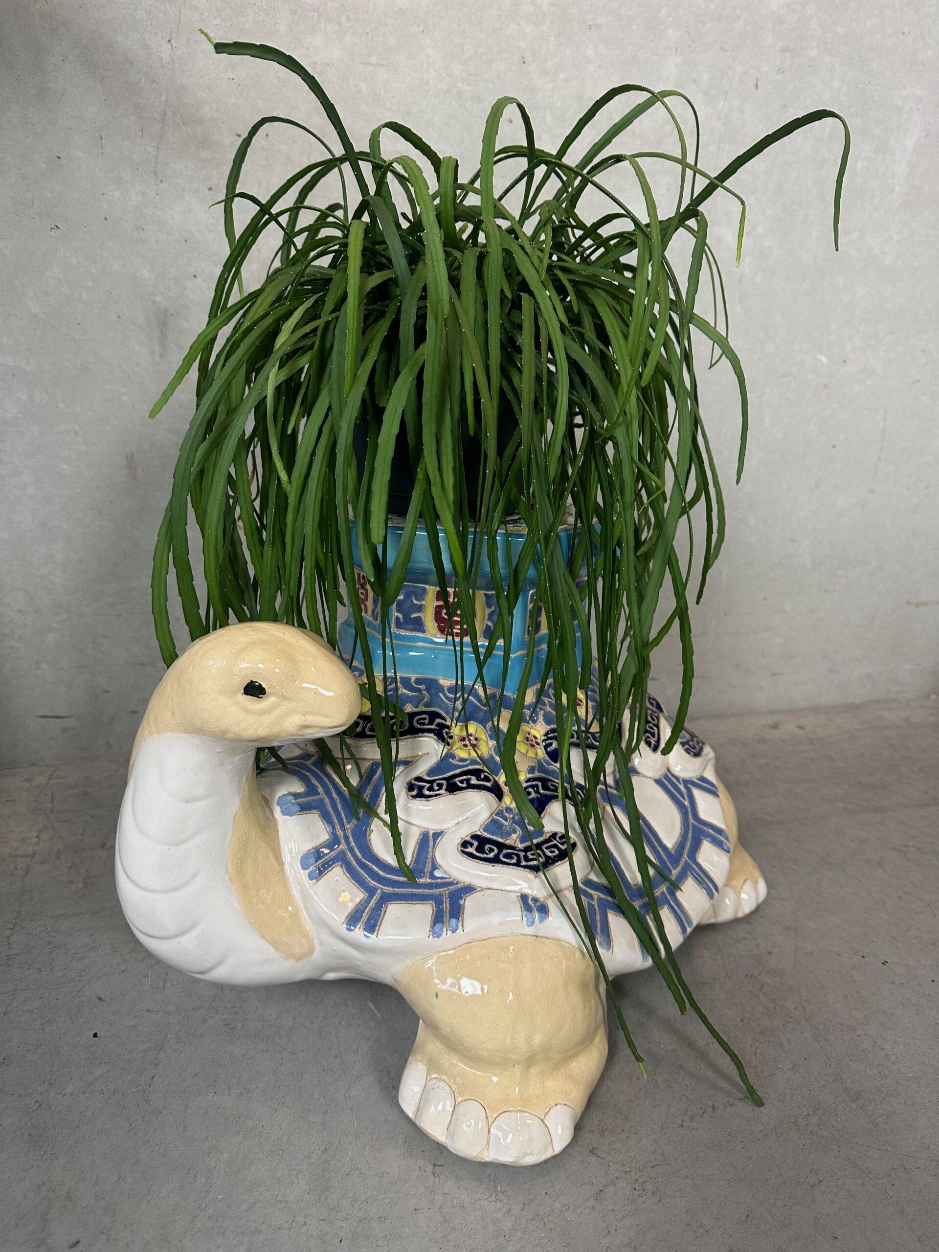 Support de plante en céramique vintage en forme de tortue