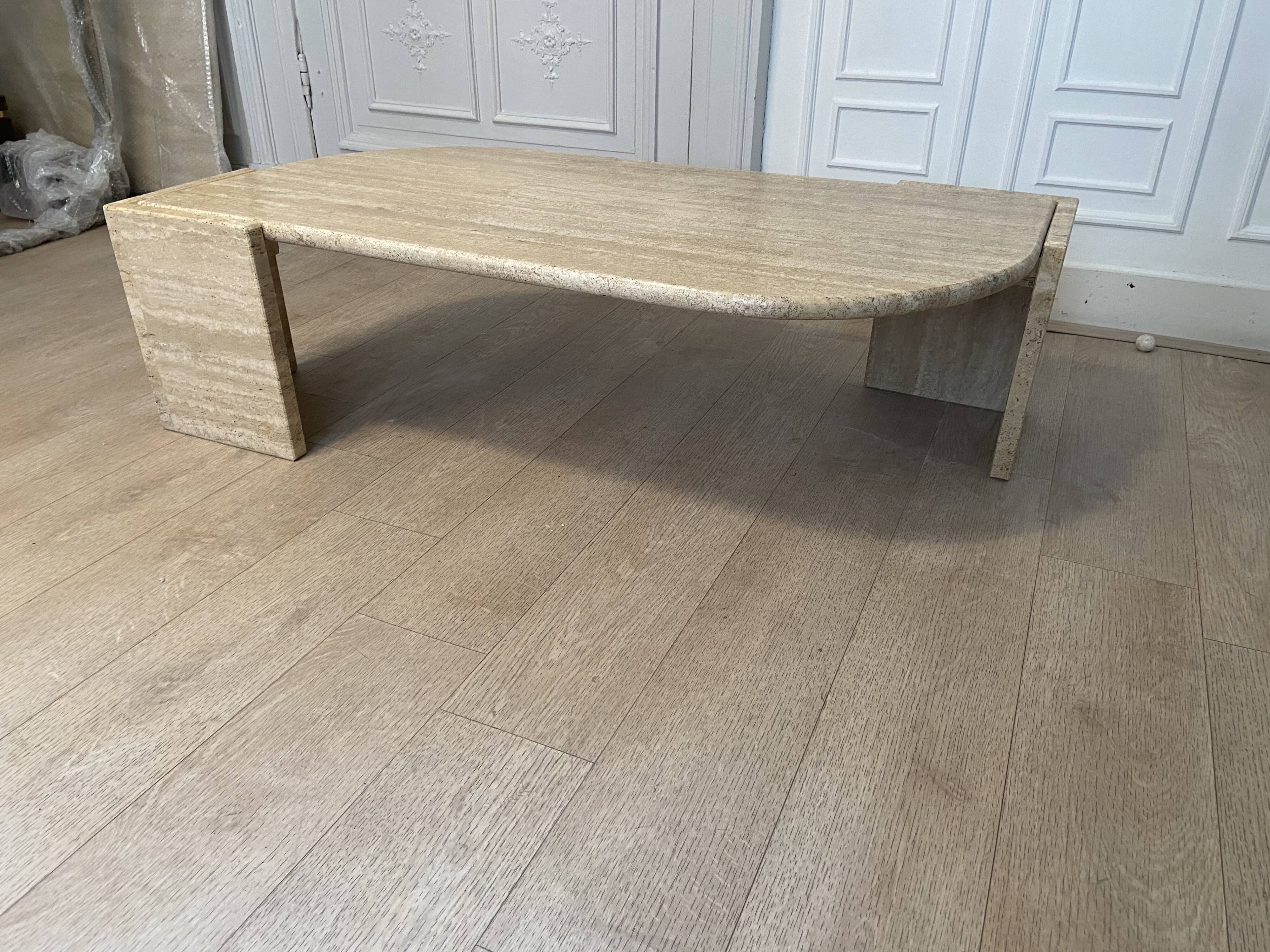 Drop of water coffee table in travertine, 1970