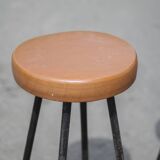 Set of 4 bar stools, metal and imitation leather stool, high stool