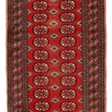 Vintage carpet Uzbek Bukhara handmade 83cm x275cm 1960s, 1C739