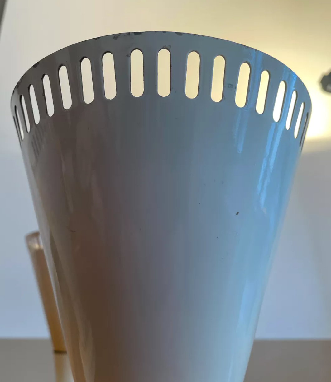 Suite of 3 wall lamps, vintage, white lacquered metal, lita 1970 france