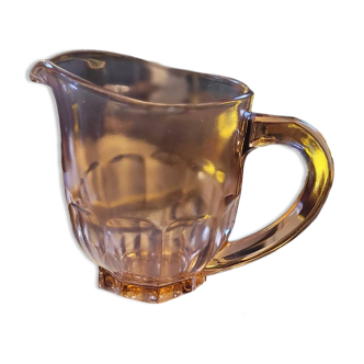 Molded pink glass pitcher — 1950s