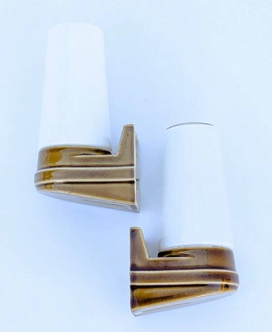 Pair of wall sconces "Bernadotte" model 6080 in ochre porcelain by Sigvard Bernadotte for Ifö - 1960
