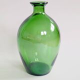 Vintage green glass bottle vase, decorative soliflore.