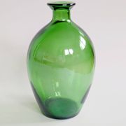 Vintage green glass bottle vase, decorative soliflore.