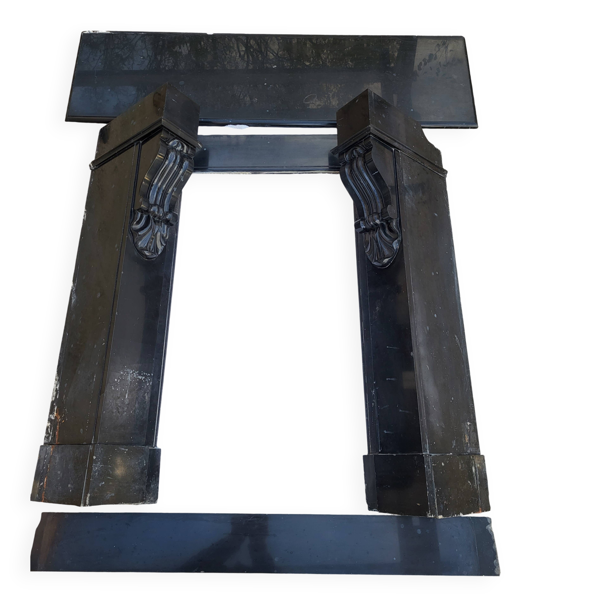 Antique Belgian Black Marble Fireplace - Napoleon III