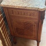 Louis XVI style chest of drawers, spinning top legs - transition style marquetry