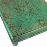 Table basse carre bajot patine verte et piece d'origine vieux teck