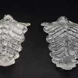 Set of 2 Murano glass table lamps transparent leaves