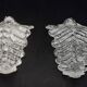 Set of 2 Murano glass table lamps transparent leaves