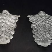 Set of 2 Murano glass table lamps transparent leaves