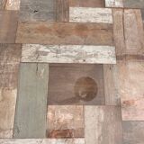 Magnificent wooden table with a glass top.