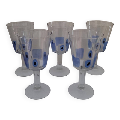 Service de 5 verres à pied italiens Cerve - Motif œil porte-bonheur