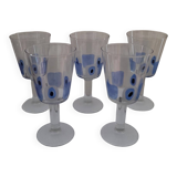 Set of 5 Italian stemmed glasses, Cerve design - lucky eye motif