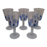 Service de 5 verres à pied italiens Cerve - Motif œil porte-bonheur