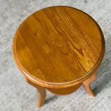 Sellette art déco ronde en bois massif 1950