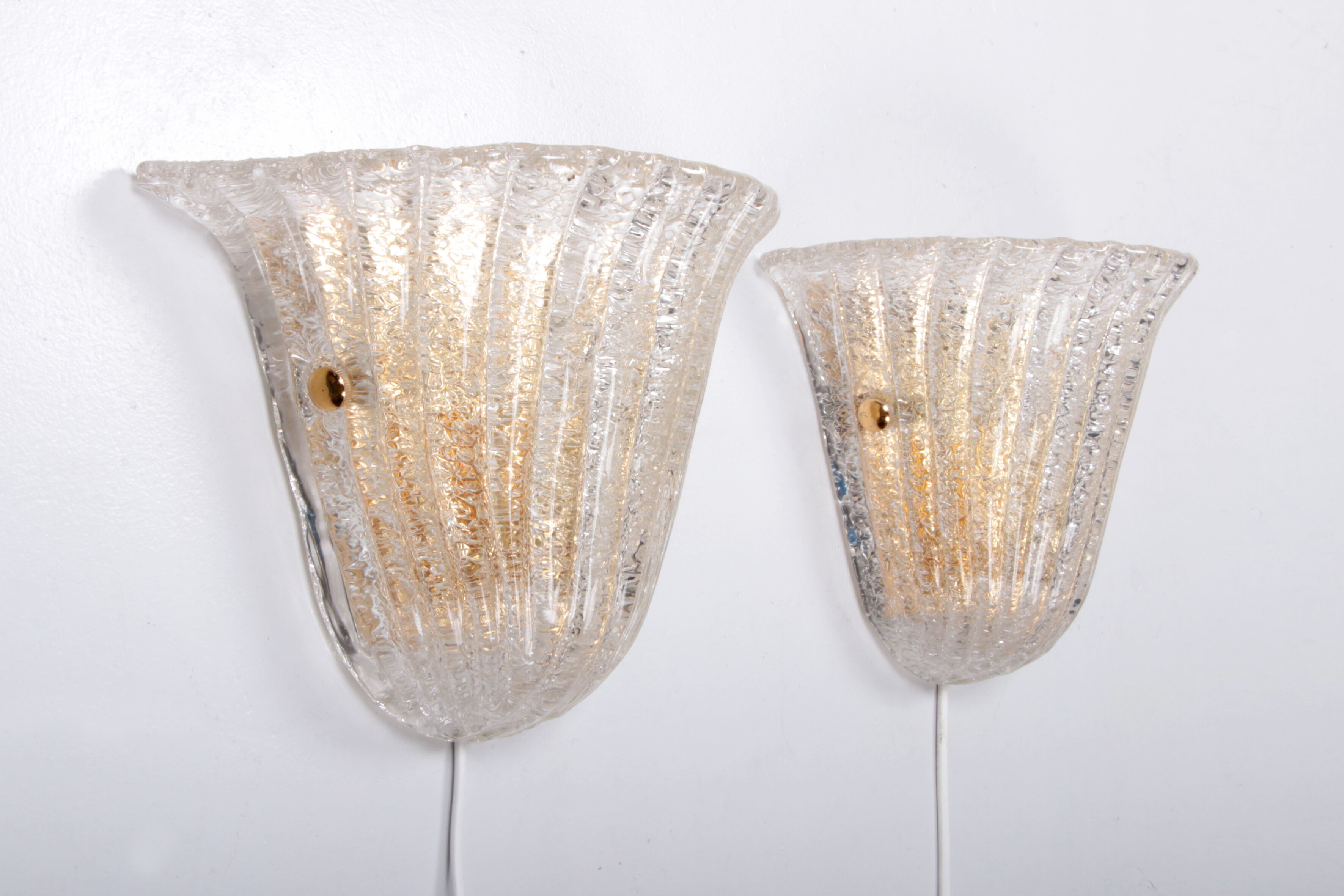 Set of 2 Murano Glass wall lamps by Venini, 1970 Italy.