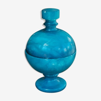 Bonbonnière en verre bleue turquoise