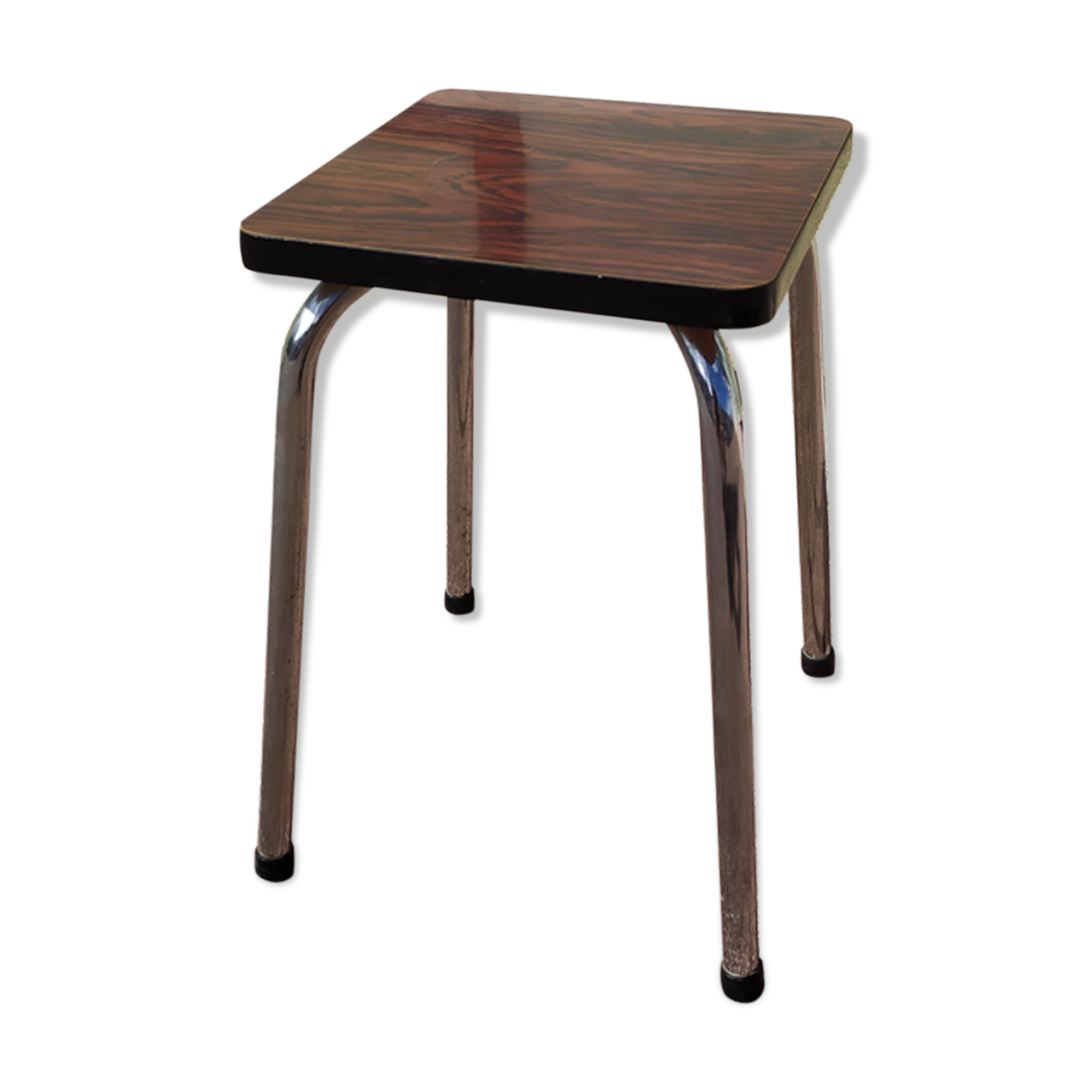 Formica stool, dark wood