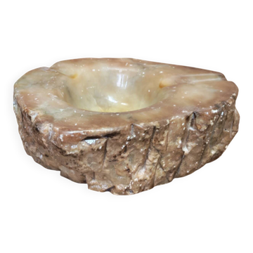 Ashtray in alabaster, brutalist style, Italy 1960.