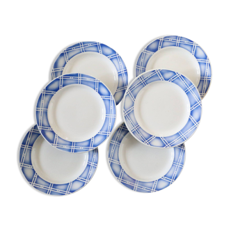 Set of 6 Sarreguemines flat plates, Rostand pattern