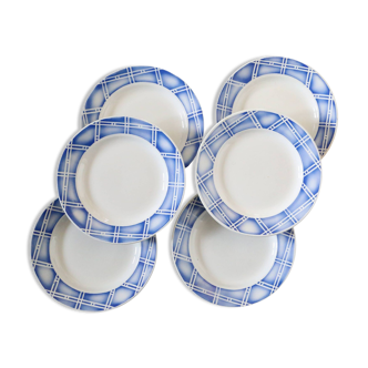 Set de 6 assiettes plates Sarreguemines, motif Rostand