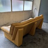 "Ambassador" Three-Seater Sofa – Yellow Leather – Nicoletti Salotti – 1980s