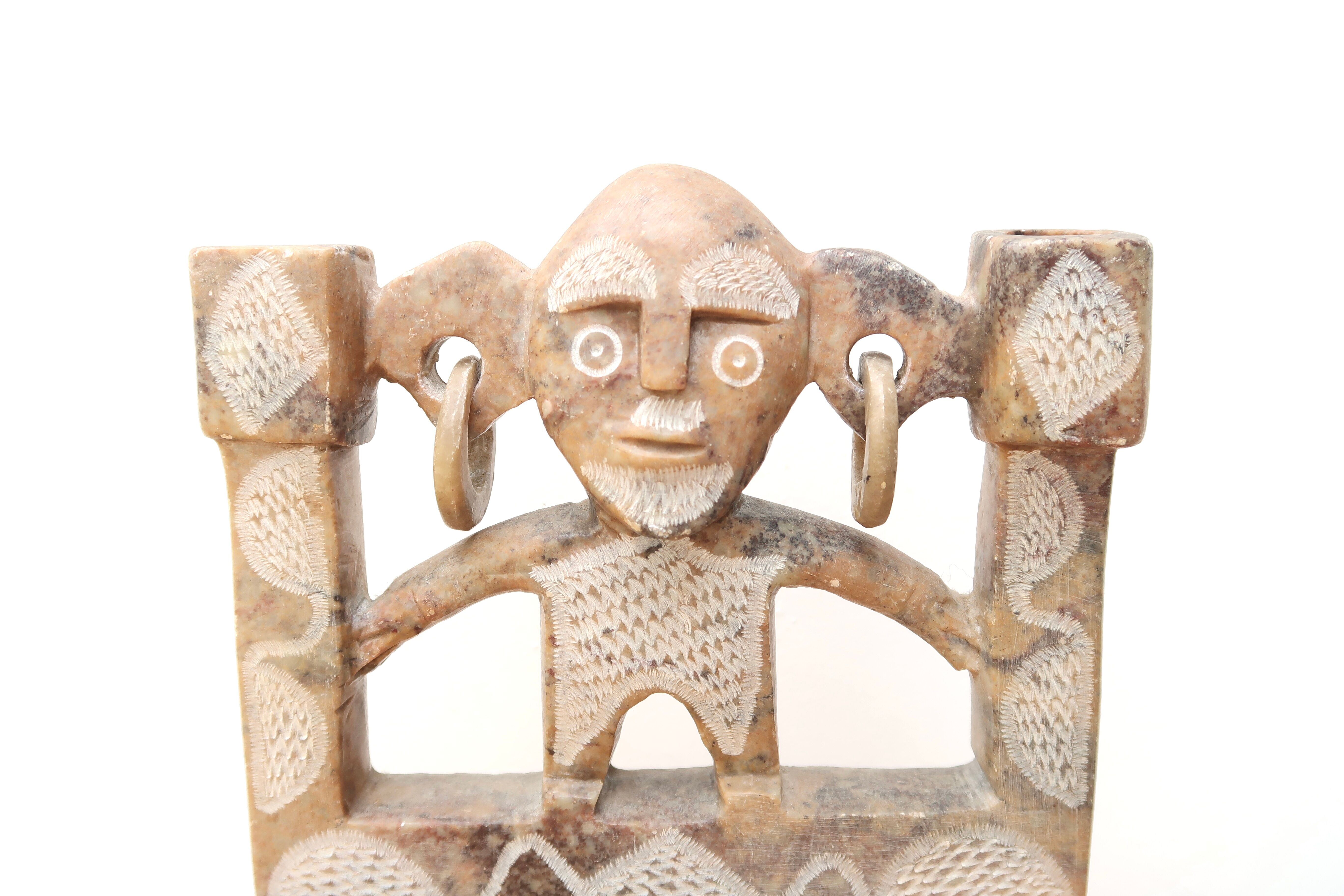Moroccan anthropomorphic stone candle holder, 70s