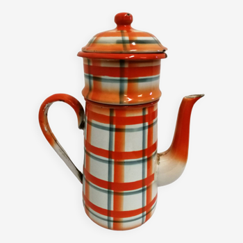 Old Vintage Orange Enameled Coffee Pot