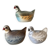 Ceramic partridge, zoomorphic terrines by Michet Caugant.