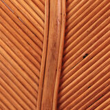 Bohemian bamboo mcguire dining table set with 6 palm leaf chairs, 1960 france.