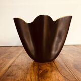 Vase mouchoir signé Elchinger .1950s noir et jaune .
