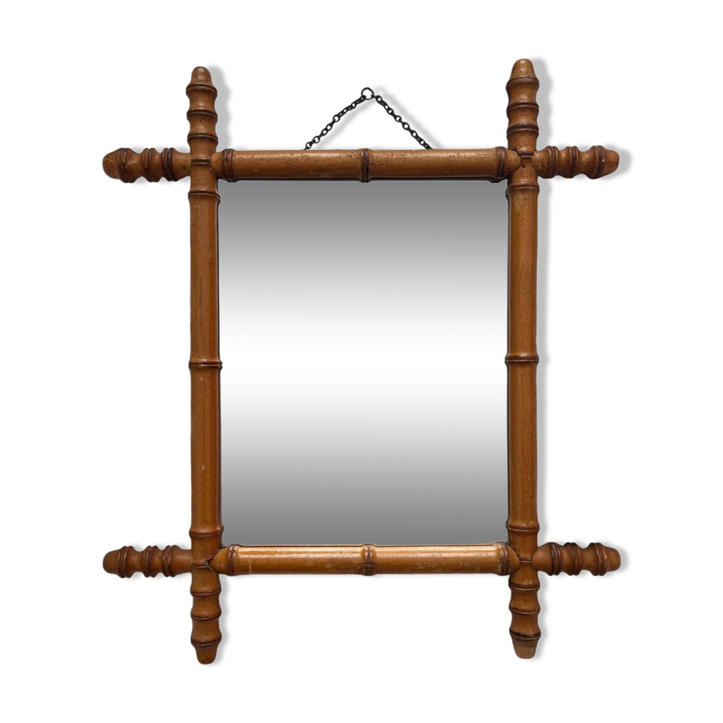 Antique bamboo-style wooden mirror