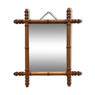 Antique bamboo-style wooden mirror