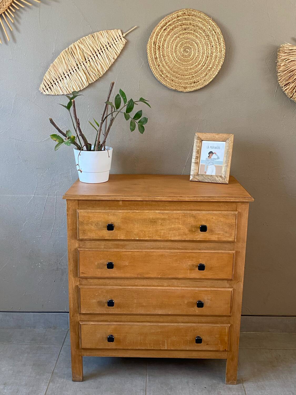 Vintage light oak chest of drawers
