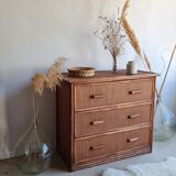Vintage rattan chest of drawers