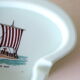 Opaline ashtray, mint color, Viking boat, vintage