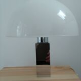 Vintage mushroom lamp, modernist square chrome base.