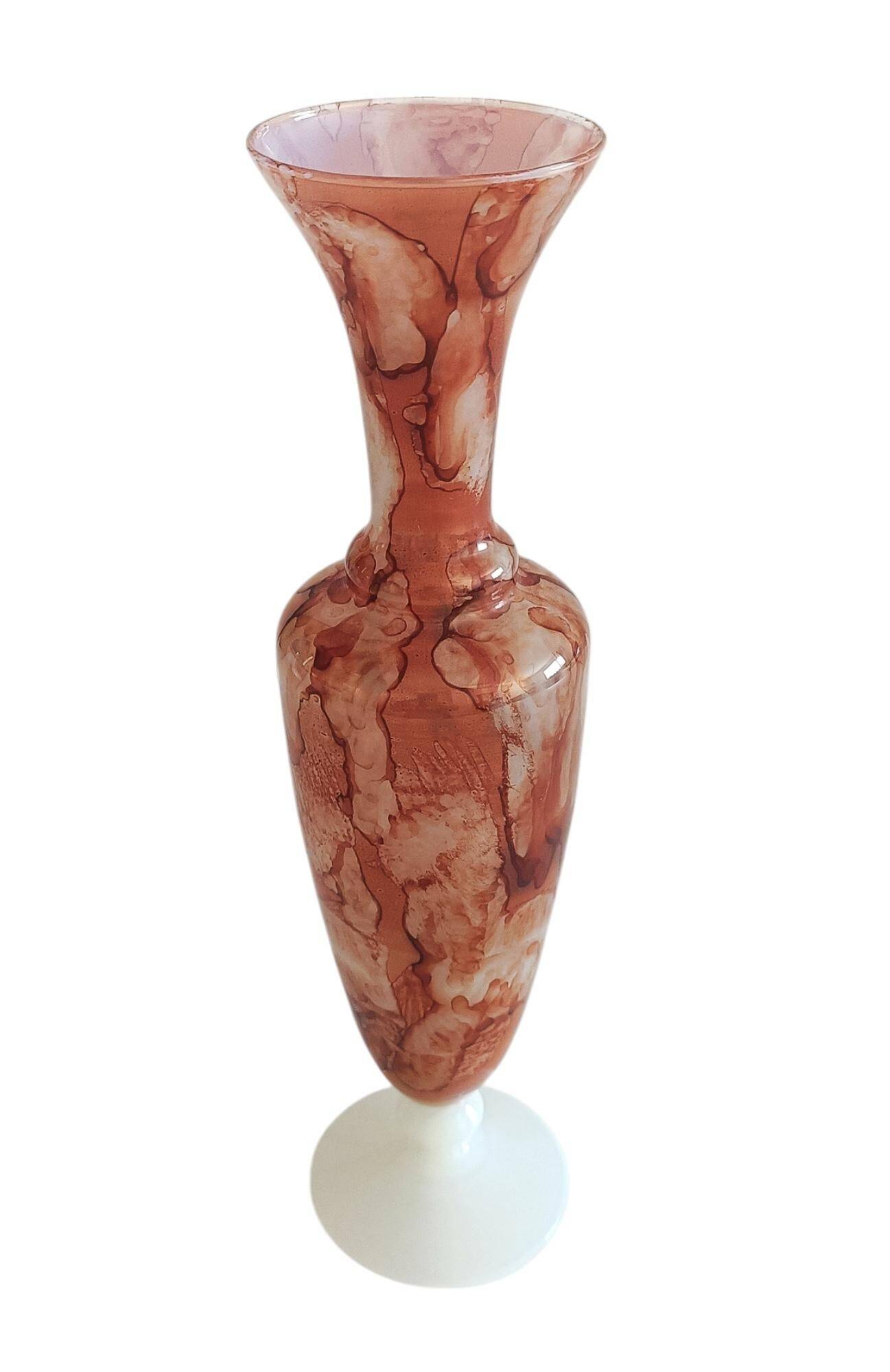 Rococo Revival Opaline Glass Vase by Stelvia, Hand-Blown, Italy, 1950s
