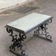 Table basse vintage fer forgé et marbre gris 80x50