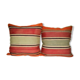 Single, plain Turkish Ak574 striped Kilim cushion cover