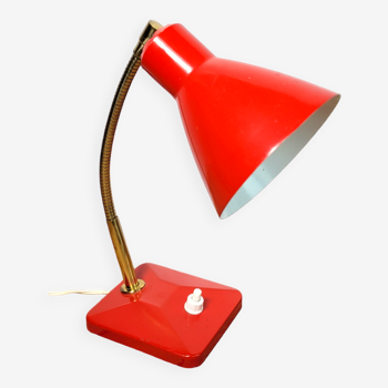 Petite lampe flexible vintage 1970 rouge et doré