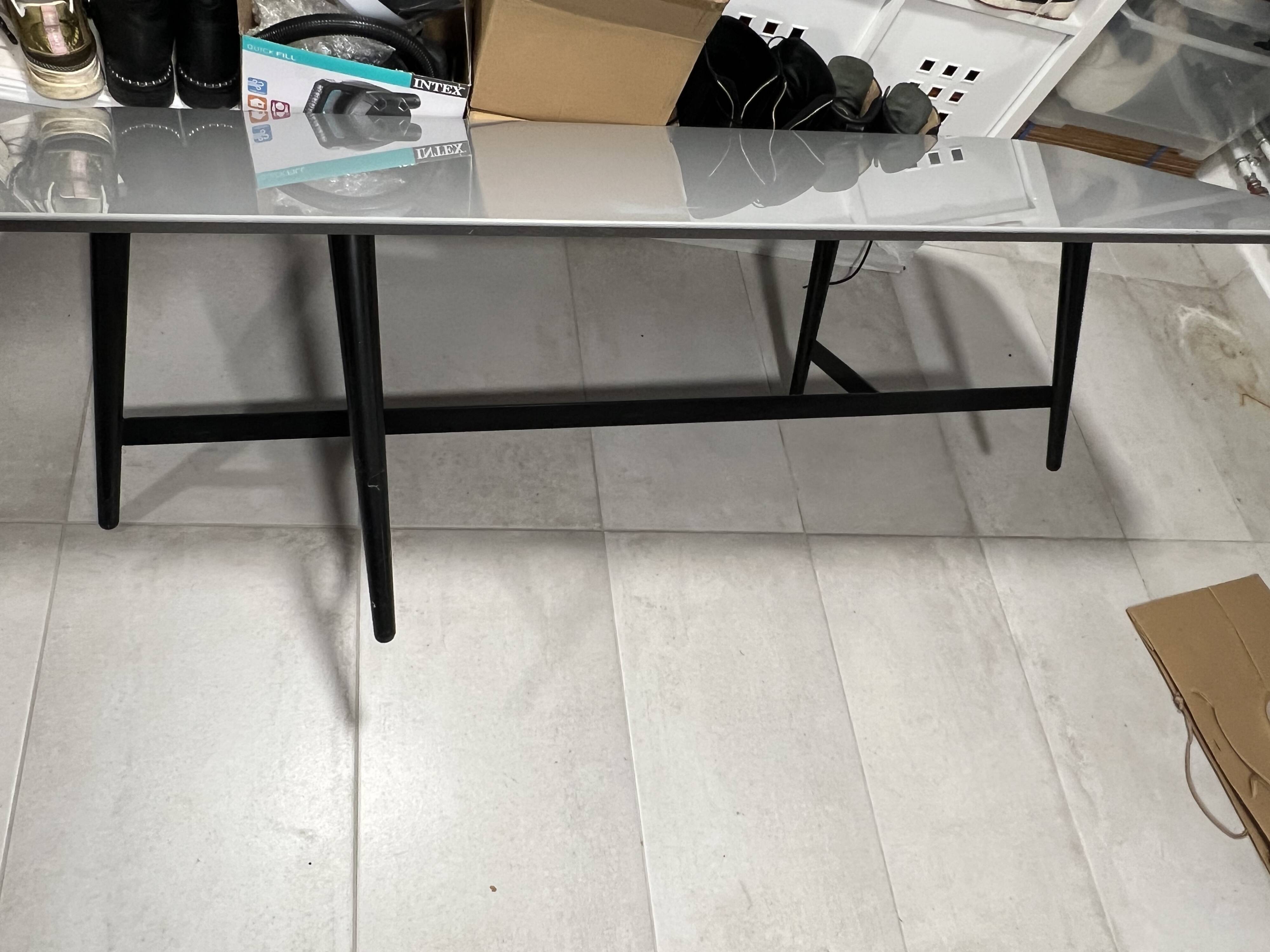 Roche Bobois octet coffee table with a coloured glass top.