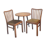 Table ronde scandinave vintage avec 2 chaises