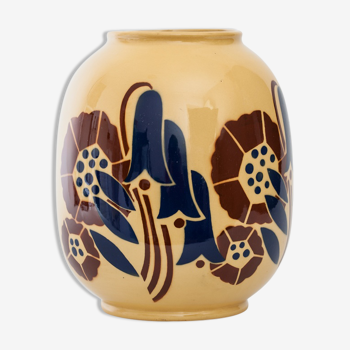 Vase Art deco Lunéville "Galeries Lafayette" with floral decoration