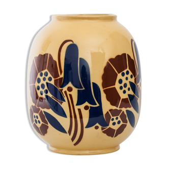 Vase Art deco Lunéville "Galeries Lafayette" with floral decoration