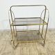 Mid-Century Folding Bar Cart – Brass and Ribbed Plexiglass – 1960s