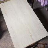 Farm table, dining, oak and pine patinated black and pale yellow