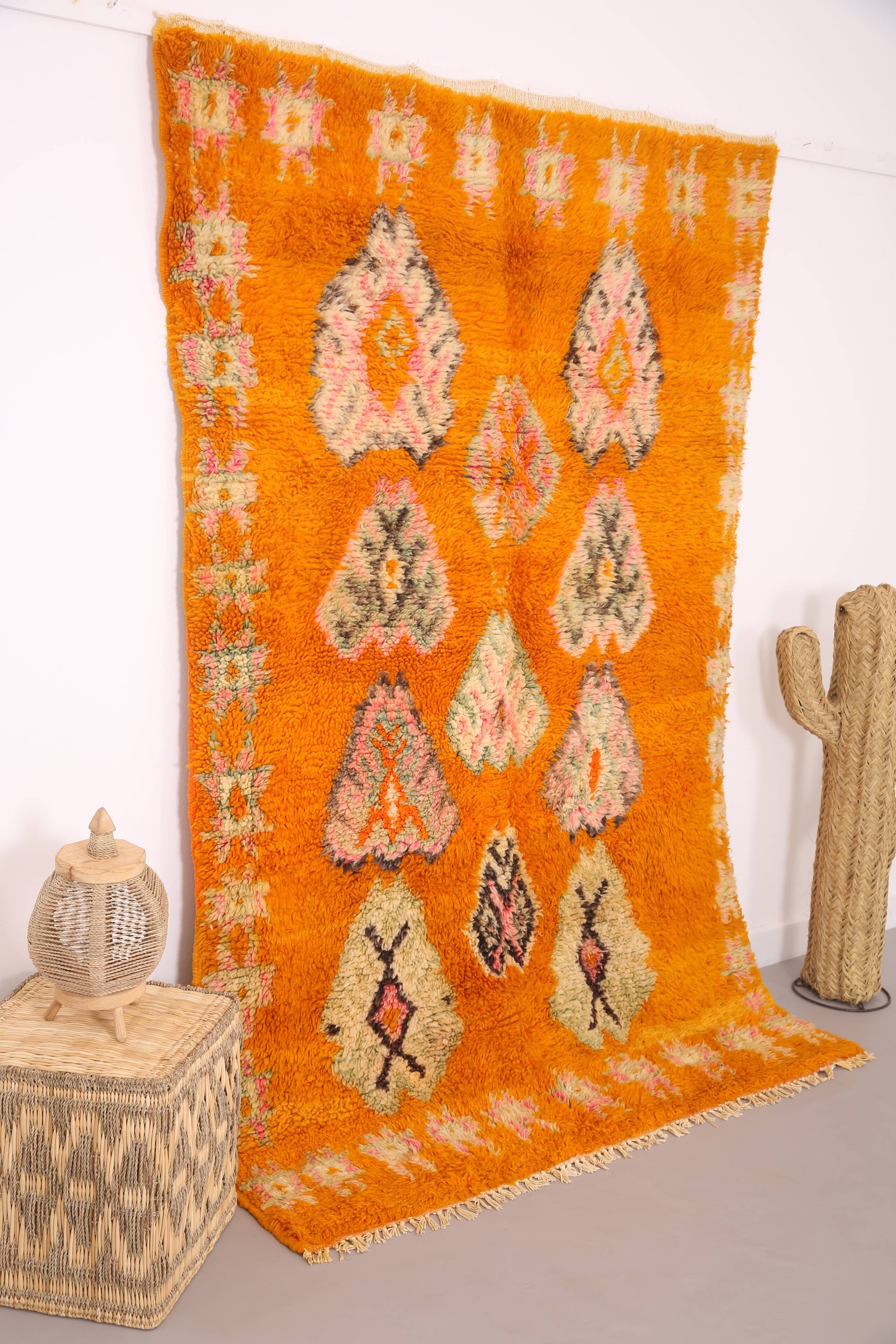 Tapis marocain vintage orange 153 x 228 cm - Authentique tapis berbère fait main